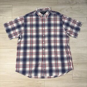 Polo Sport Ralph Lauren Mens XL Shirt Red Blue Plaid Linen Blend 90s Classic